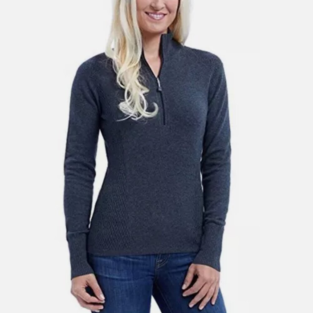 Eddie Bauer Womens Half Zip Pullover Sweater Lightweight Knit Charcoal Size XXL